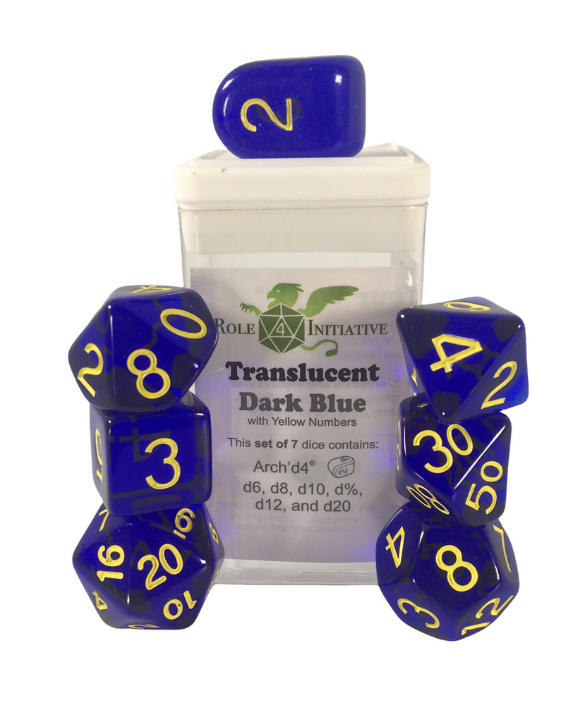 Dice Role 4 Initiative: Poly 7 Set Translucent w/ Arch'd D4