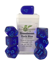 Dice Role 4 Initiative: Poly 7 Set Translucent w/ Arch'd D4