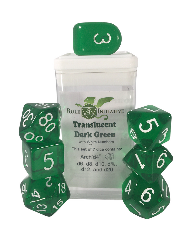 Dice Role 4 Initiative: Poly 7 Set Translucent w/ Arch'd D4