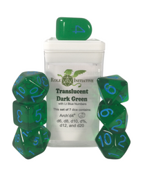 Dice Role 4 Initiative: Poly 7 Set Translucent w/ Arch'd D4