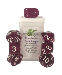Dice Role 4 Initiative: Poly 7 Set Translucent w/ Arch'd D4