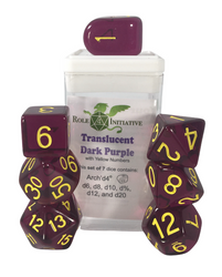 Dice Role 4 Initiative: Poly 7 Set Translucent w/ Arch'd D4