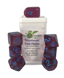 Dice Role 4 Initiative: Poly 7 Set Translucent w/ Arch'd D4