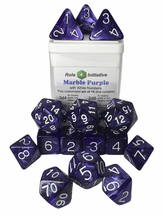 Dice Role 4 Initiative: Poly 15 Set Marble