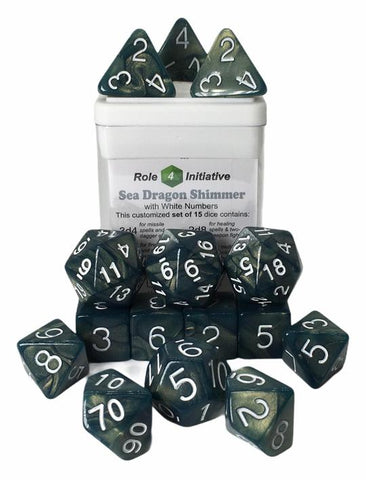 Dice Role 4 Initiative: Poly 15 Set Shimmer