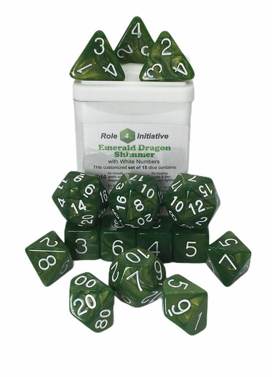 Dice Role 4 Initiative: Poly 15 Set Shimmer
