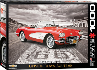 Puzzle Eurographics: 1000 piece Driving Down Route 66, 1959 Corvette