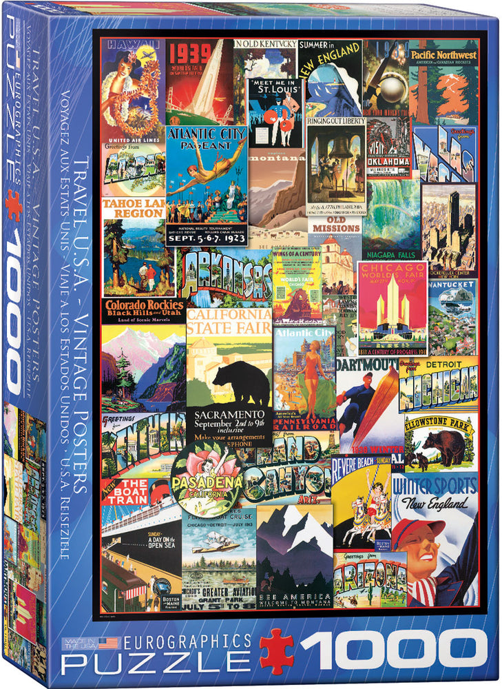 Puzzle Eurographics: 1000 piece Travel USA Vintage Posters