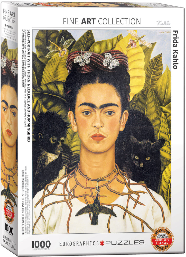 Puzzle Eurographics: 1000 piece Frida Kahlo - Self-Portrait with Thorn Necklace and Hummingbird