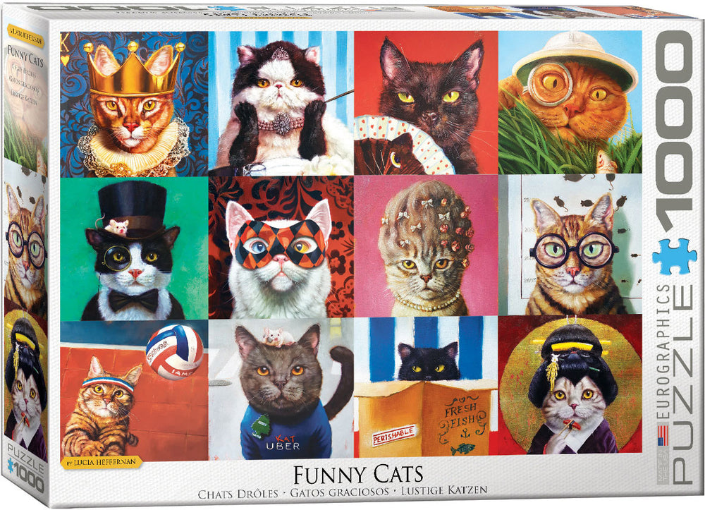 Puzzle Eurographics: 1000 piece Cat Portraits by Lucia Heffernan