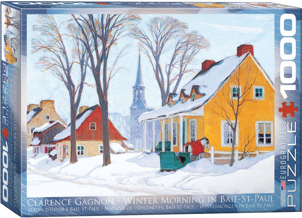 Puzzle Eurographics: 1000 piece Clarence Gagnon - Winter Morning in Baie-St-Paul