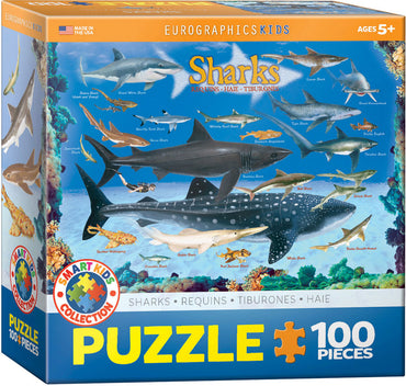 Puzzle Eurographics:  100 large piece Sharks