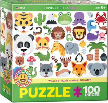 Puzzle Eurographics:  100 large piece Emojipuzzle-Wild Animals