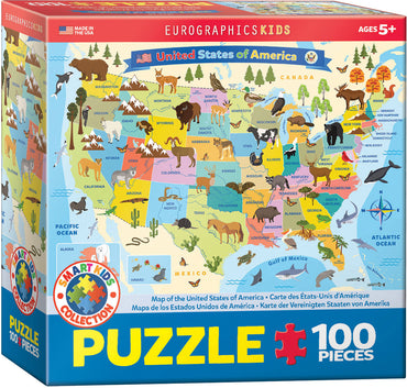 Puzzle Eurographics:  100 large piece Map United States Illustrated
