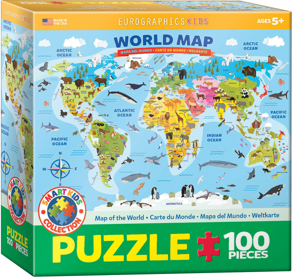 Puzzle Eurographics:  100 large piece Map World Illustrated