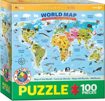 Puzzle Eurographics:  100 large piece Map World Illustrated