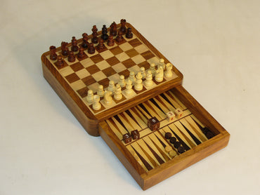 Chess/Checkers/Backgammon 7in Sheesham Magnetic with Drawer