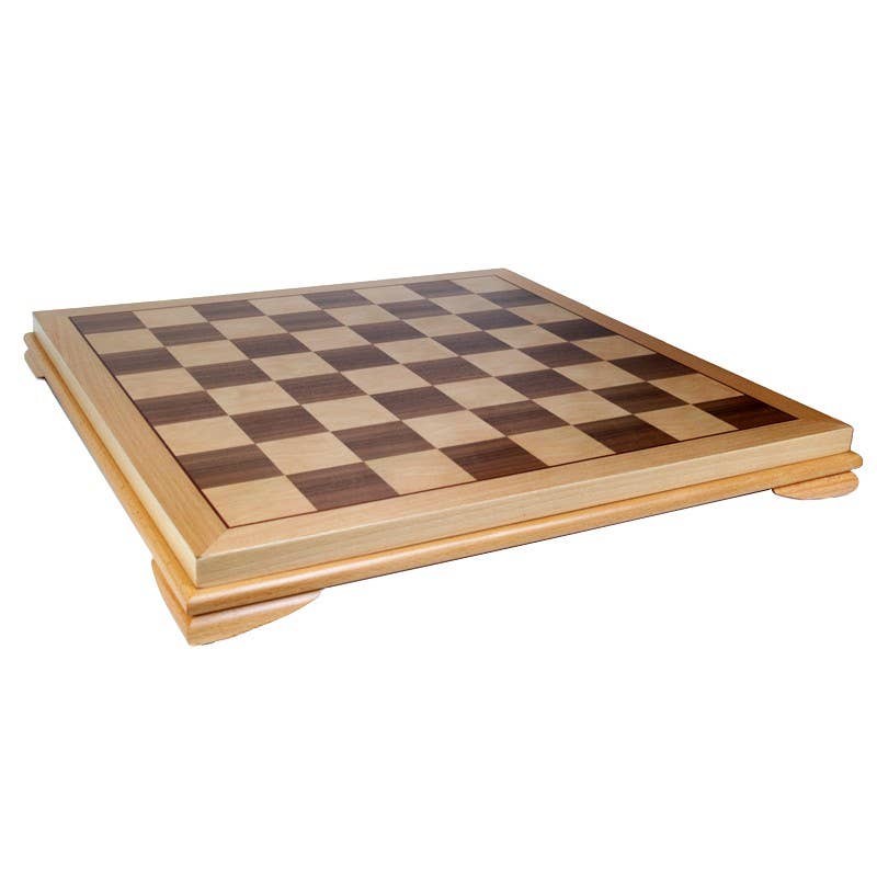 Chess Board Worldwise: 20in Inlaid wood chessboard with 2 1⁄8” squares.