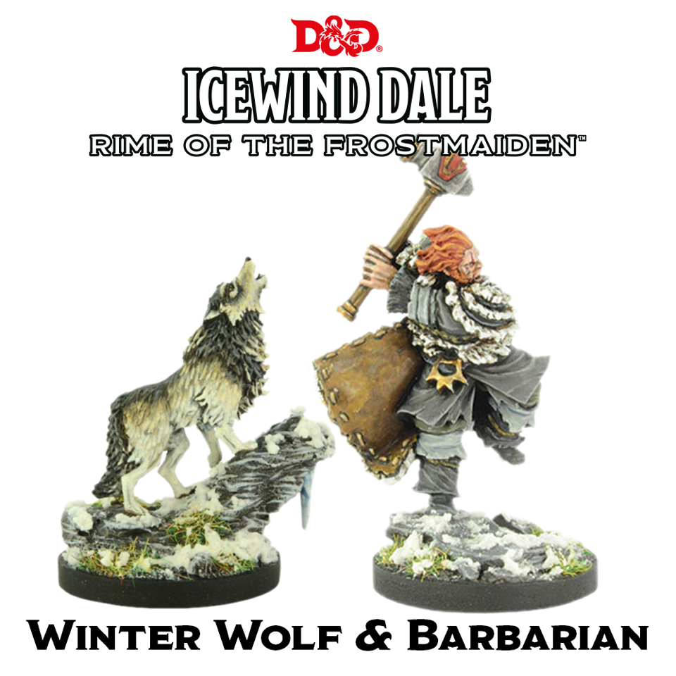 Mini Gale Force 9 Dungeons & Dragons: Icewind Dale: Winter Wolf & Barbarian