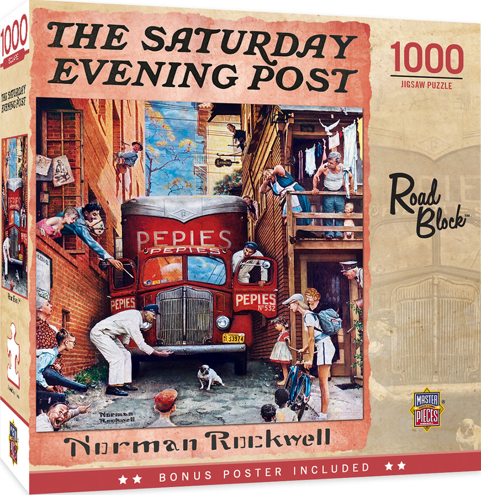 Puzzle Masterpieces: 1000 Piece Saturday Evening Post Norman Rockwell - Road Block