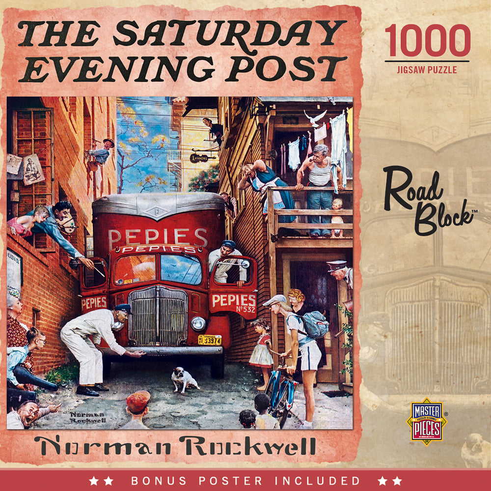 Puzzle Masterpieces: 1000 Piece Saturday Evening Post Norman Rockwell - Road Block
