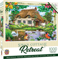 Puzzle Masterpieces: 1000 piece Flower Swan Cottage