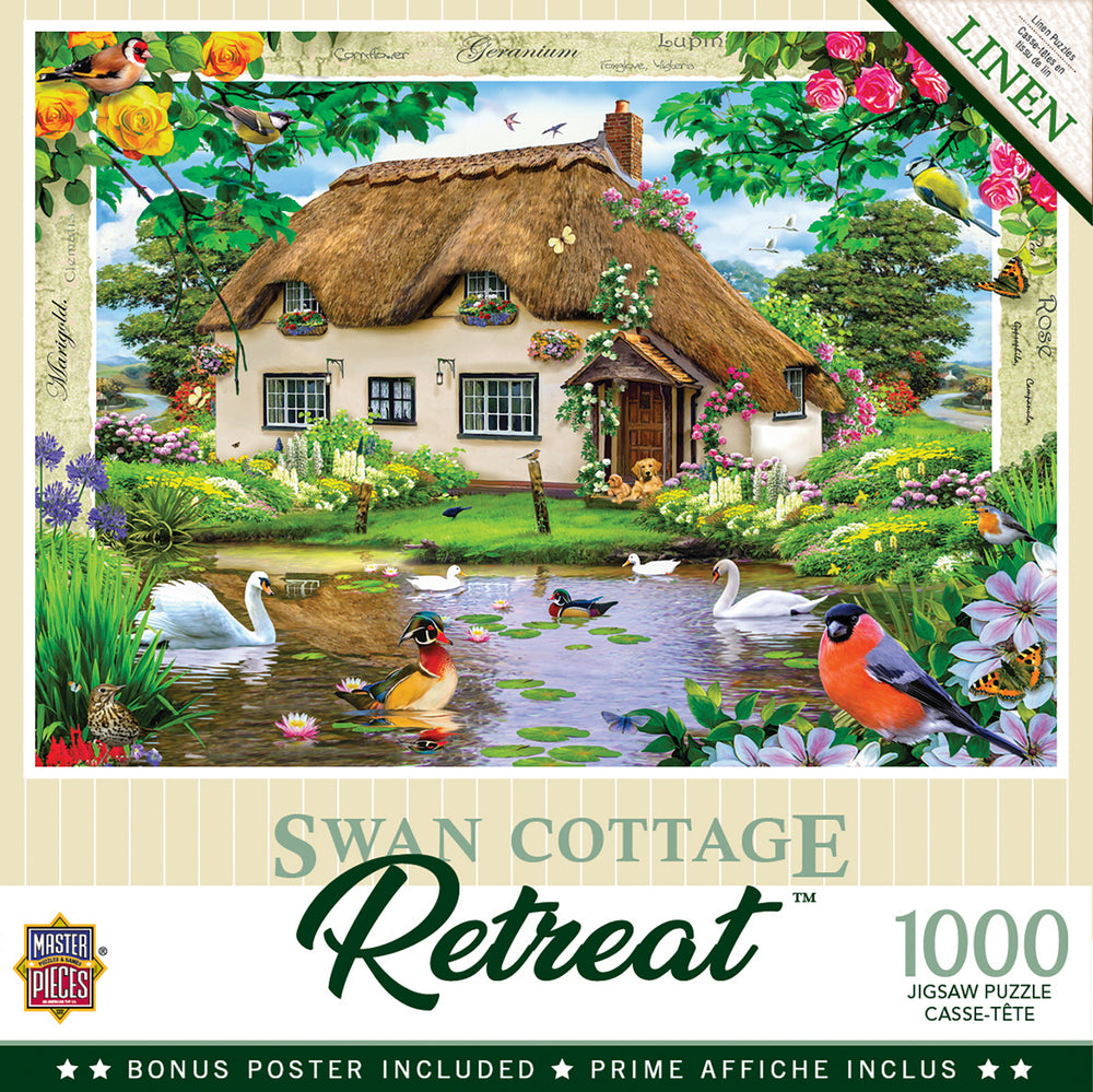 Puzzle Masterpieces: 1000 piece Flower Swan Cottage