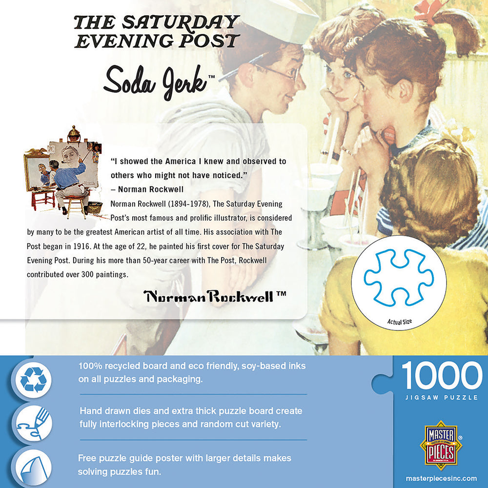 Puzzle Masterpieces: 1000 piece Saturday Evening Post Norman Rockwell Soda Jerk