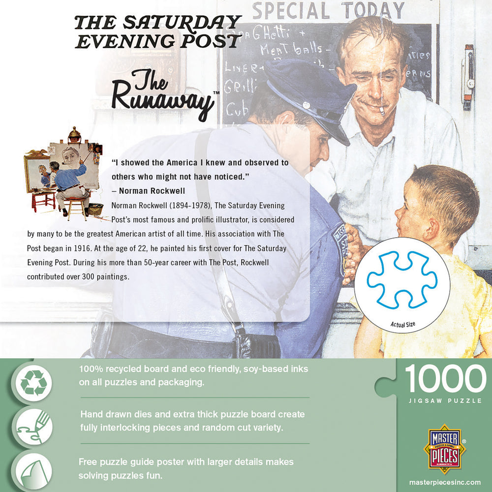 Puzzle Masterpieces: 1000 Piece Saturday Evening Post Norman Rockwell - Runaway
