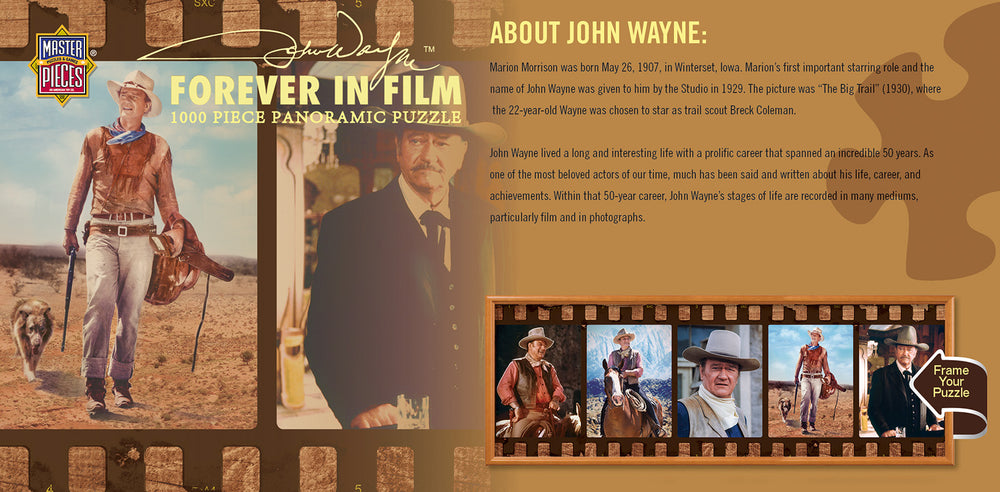 Puzzle Masterpieces: 1000 piece Panoramic John Wayne Forever In Film