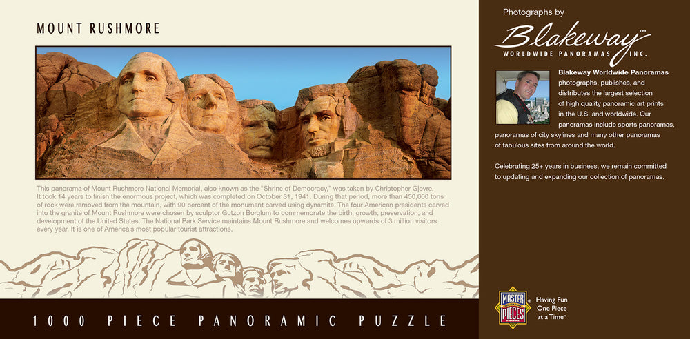 Puzzle Masterpieces: 1000 Piece Panoramic American Vistas - Mount Rushmore