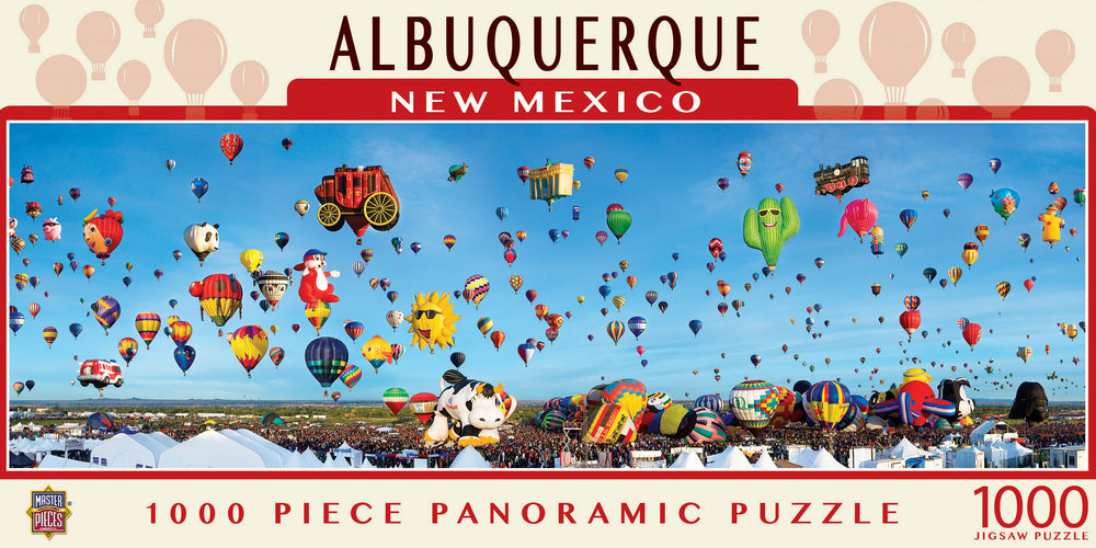 Puzzle Masterpieces: 1000 Piece Panoramic American Vistas - Albuquerque Balloons