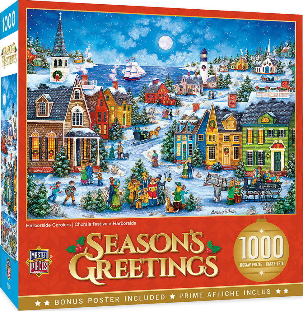 Puzzle Masterpieces: 1000 Piece Holiday - Harbor Side Carolers