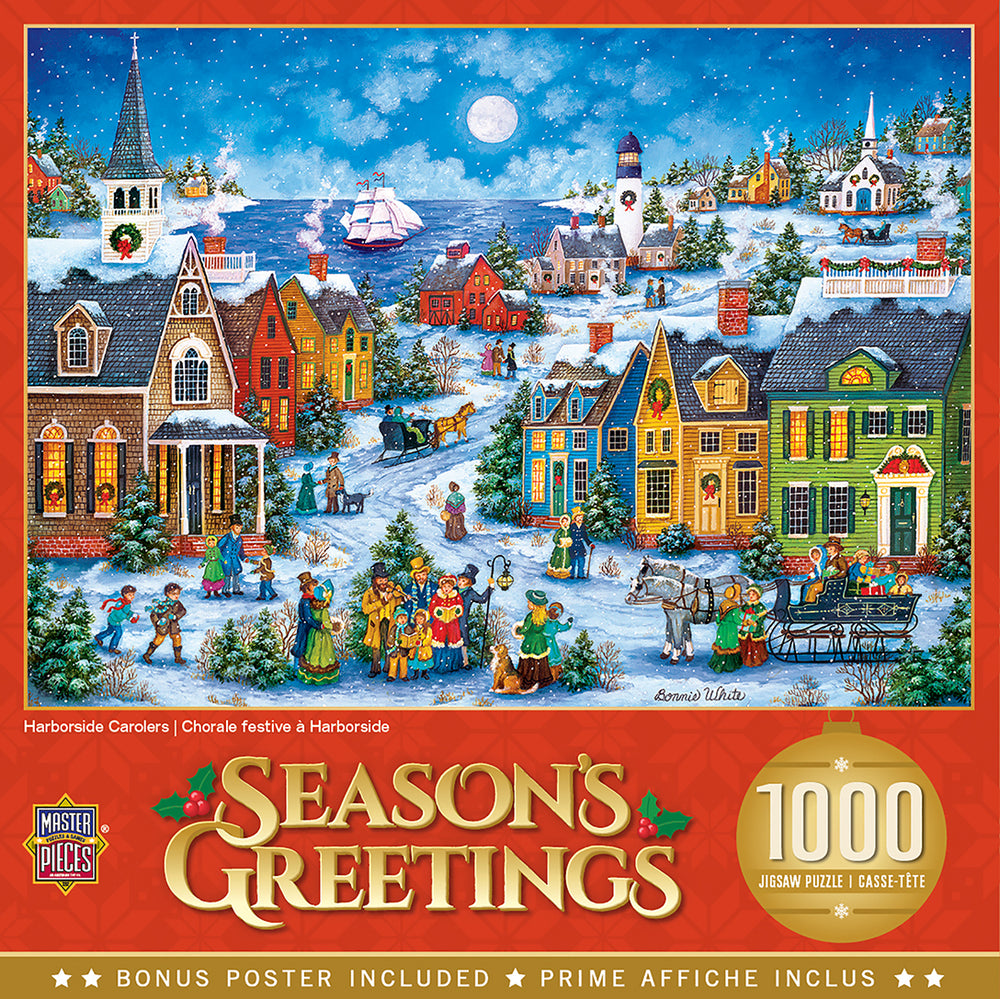 Puzzle Masterpieces: 1000 Piece Holiday - Harbor Side Carolers