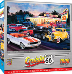 Puzzle Masterpieces: 1000 Piece Cruisin‘ Rt66 - Dogs & Burgers