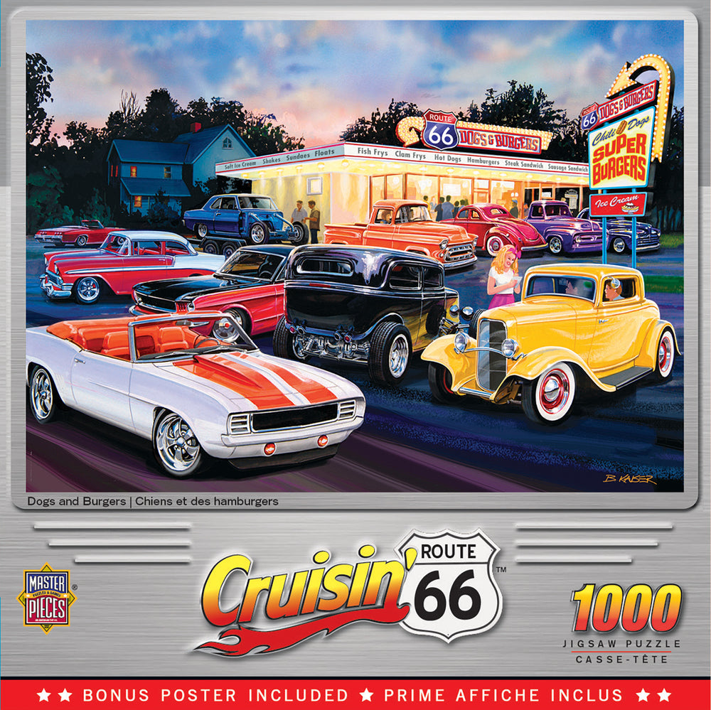 Puzzle Masterpieces: 1000 Piece Cruisin‘ Rt66 - Dogs & Burgers