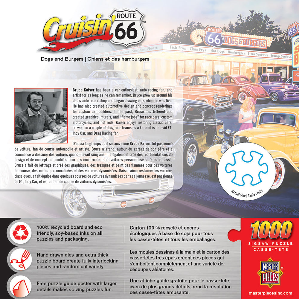Puzzle Masterpieces: 1000 Piece Cruisin‘ Rt66 - Dogs & Burgers