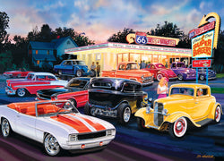 Puzzle Masterpieces: 1000 Piece Cruisin‘ Rt66 - Dogs & Burgers