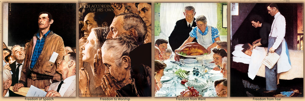 Puzzle Masterpieces: 1000 Piece Panoramic Norman Rockwell - The Four Freedoms