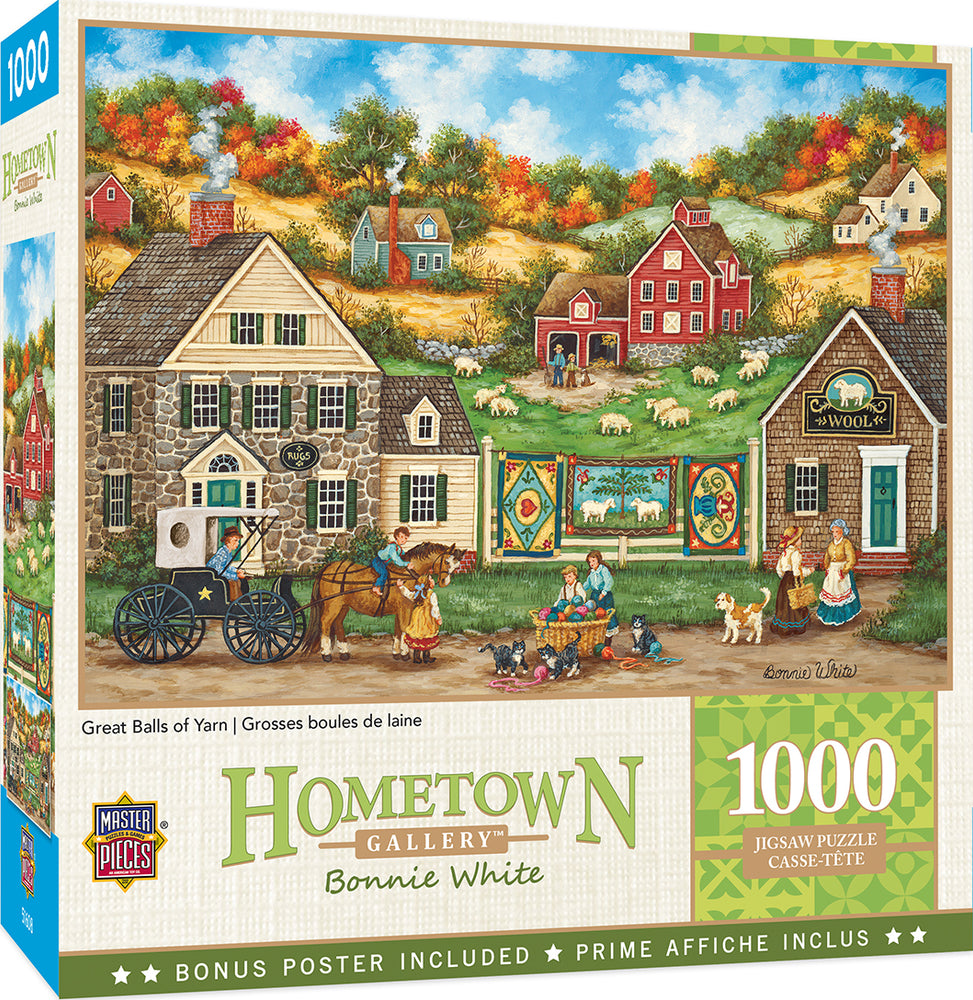 Puzzle Masterpieces: 1000 Piece Hometown Gallery - Great Balls of Yarn