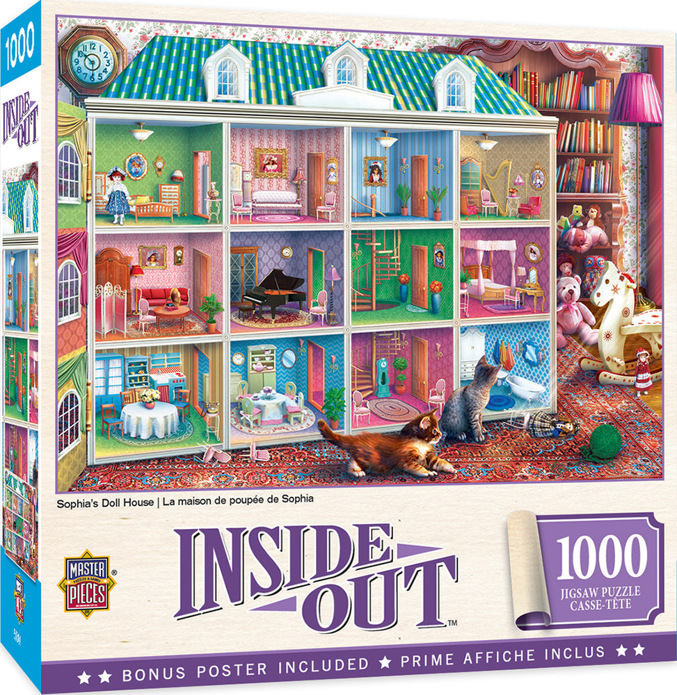 Puzzle Masterpieces: 1000 Piece Inside Out - Sophia's Dollhouse