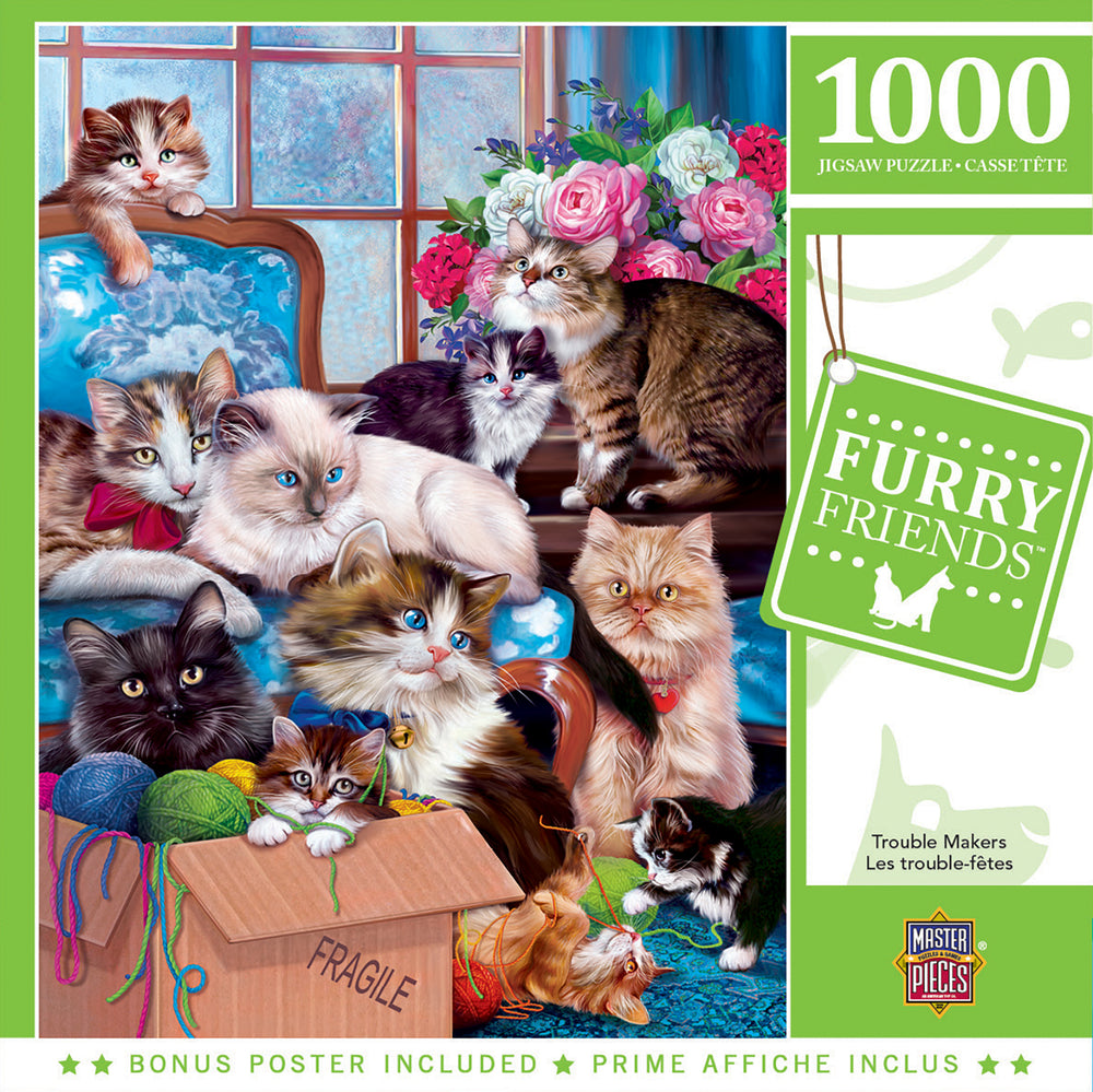 Puzzle Masterpieces: 1000 Piece Furry Friends - Trouble Makers