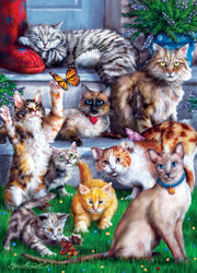 Puzzle Masterpieces: 1000 Piece Furry Friends - Butterfly Chasers