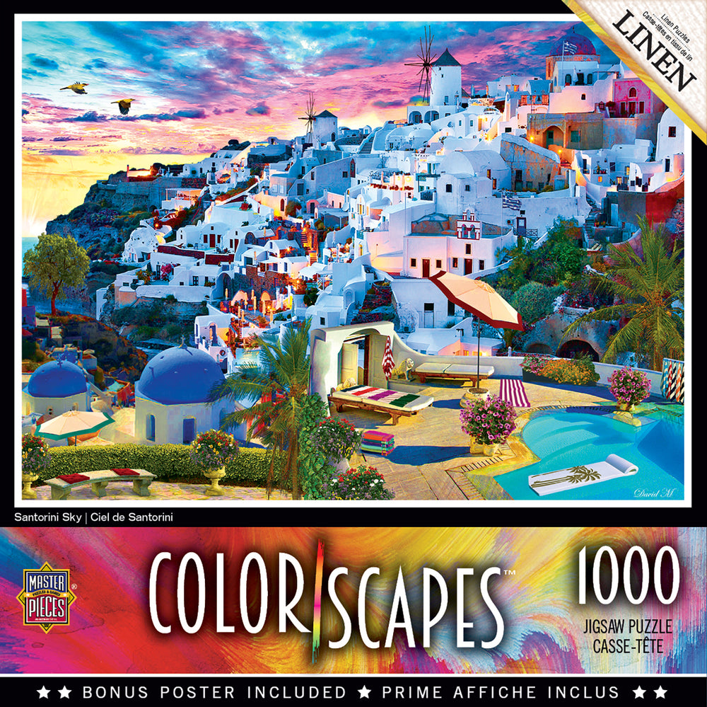 Puzzle Masterpieces: 1000 Piece Colorscapes - Santorini Sky