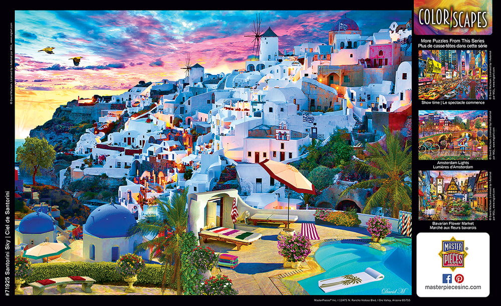 Puzzle Masterpieces: 1000 Piece Colorscapes - Santorini Sky