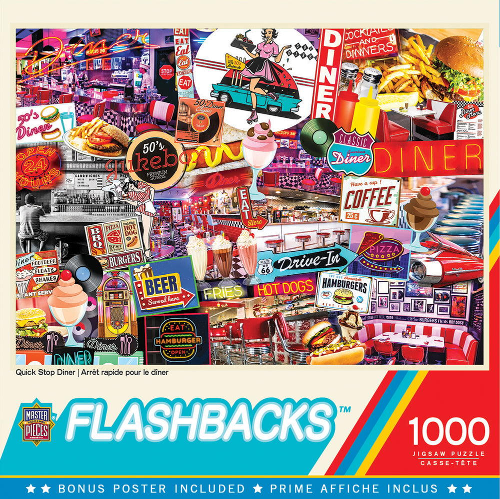 Puzzle Masterpieces: 1000 Piece Flashbacks - Quick Stop Diner