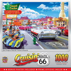 Puzzle Masterpieces: 1000 Piece Cruisin‘ Rt66 - Drive Through on Rte. 66