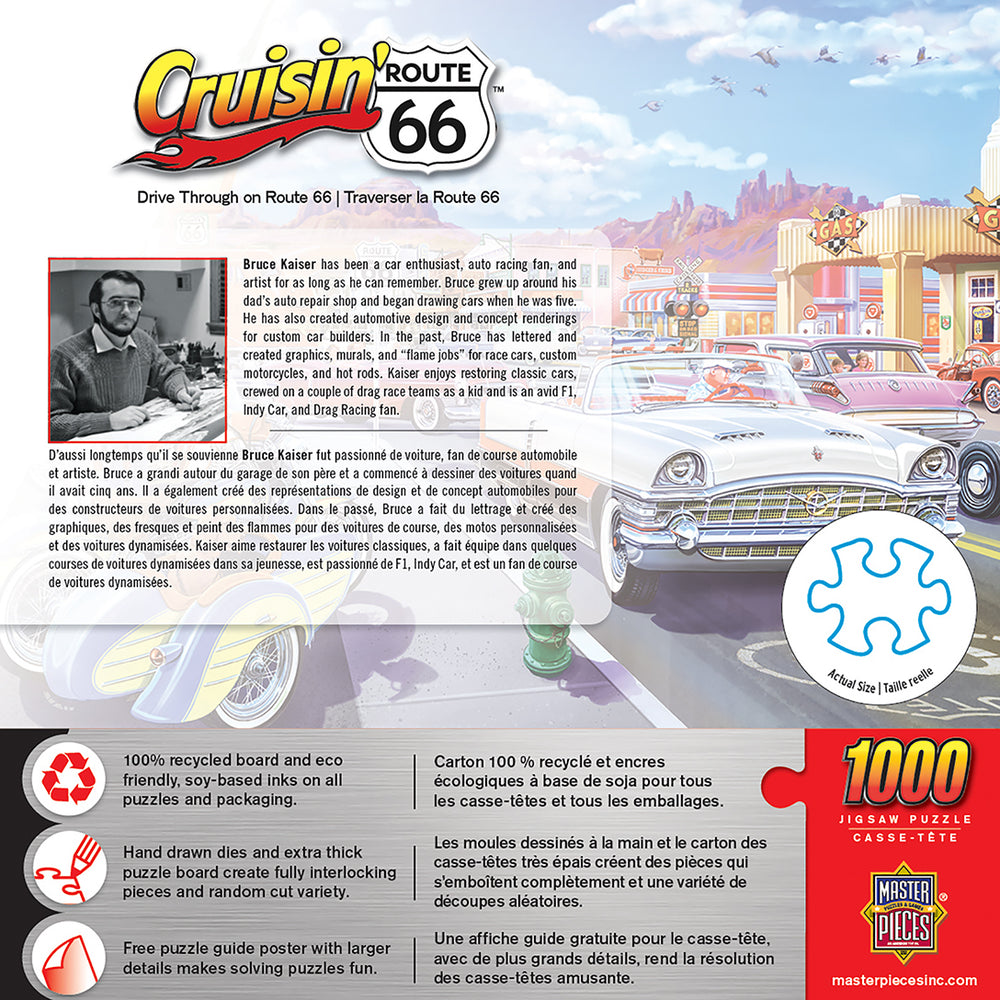 Puzzle Masterpieces: 1000 Piece Cruisin‘ Rt66 - Drive Through on Rte. 66