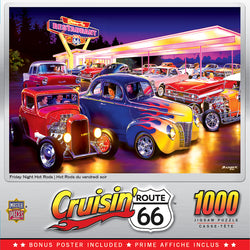 Puzzle Masterpieces: 1000 Piece Cruisin‘ Rt66 - Friday Night Hot Rod's