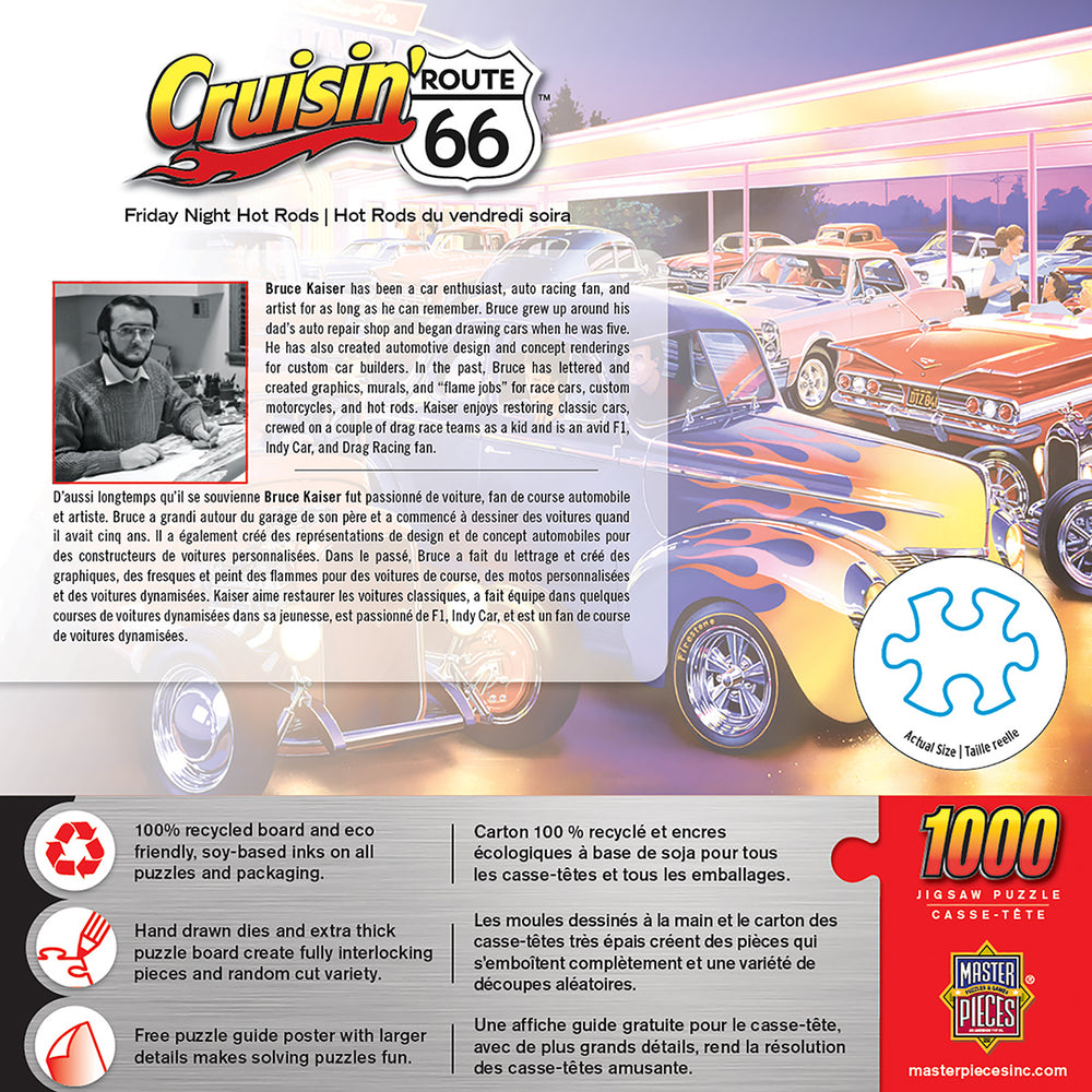 Puzzle Masterpieces: 1000 Piece Cruisin‘ Rt66 - Friday Night Hot Rod's